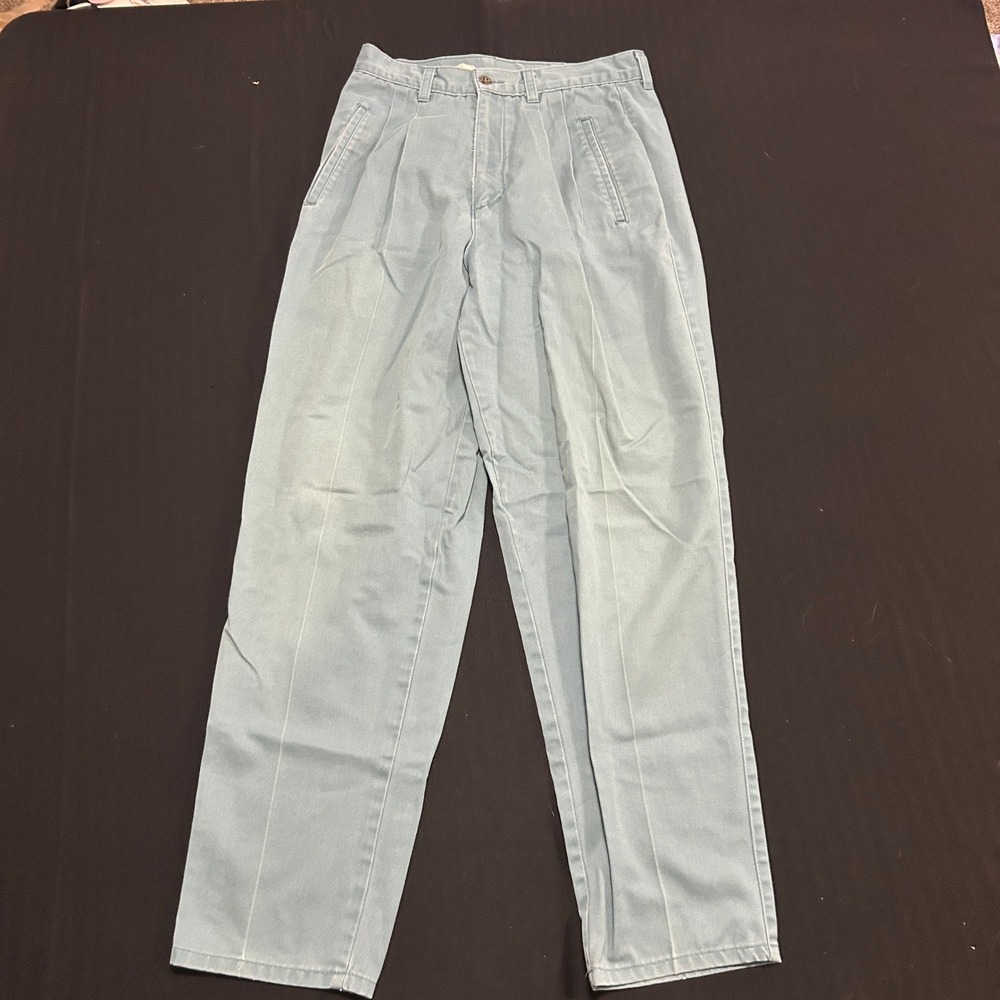 Northern Reflections Vintage High Waisted Pleated Cotton Trousers Light Blue 7/8